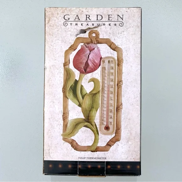 Pink Tulip Indoor/Outdoor Resin Thermometer Wall Decor - Picture 7 of 9